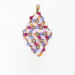 Pendant 30cm - Terence Rhombus M-Salmon Organza - Pendant 30cm - Laiton bronze